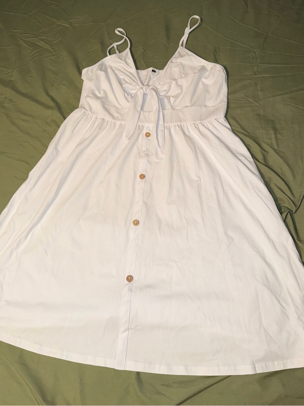 White Tie-Front Sundress with pockets